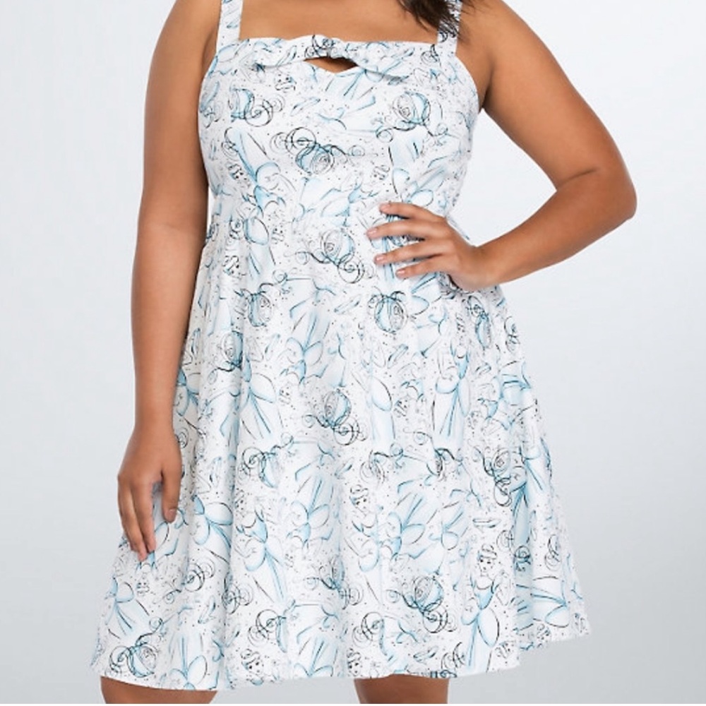 NWT Torrid Disney Cinderella Print Pinup Bow Fairytale Cottagecore Dress 18
